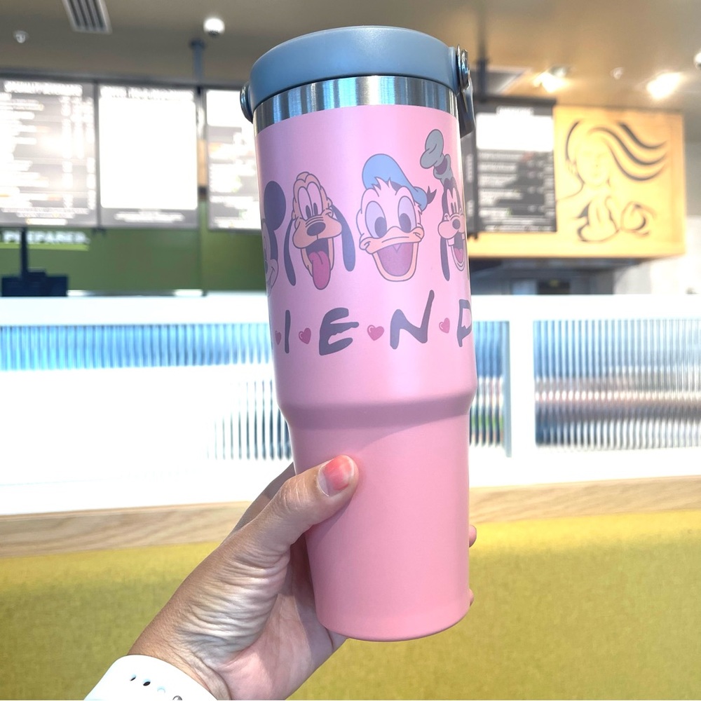 Disney Mickey Friends pink 30 oz Leakproof tumbler with hand carry handle. Brand - Picture 1 of 7